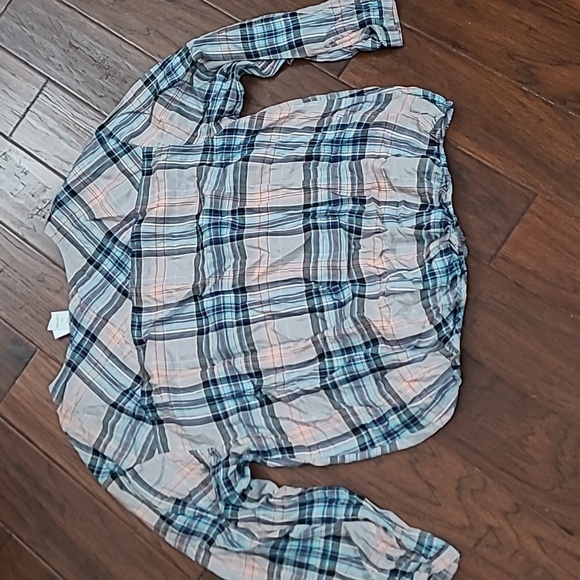 NWT Lane Bryant Blue & Pink Plaid Button-up Blouse with elastic waist size 18/20 - Picture 2 of 7